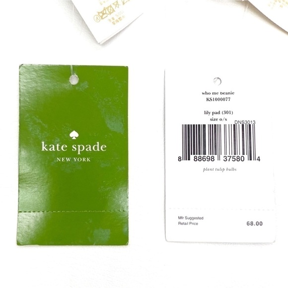 Kate Spade Beanie “Who Me?” Owl Wool Kit Hat Pom Pom Green Red White New NWT - Picture 7 of 9